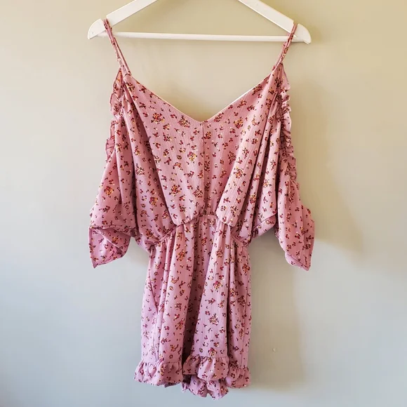 Blue Rain L Whimsigoth Bohemian Resortwear Ditsy Floral Coquette Dainty Romper - Picture 11 of 16